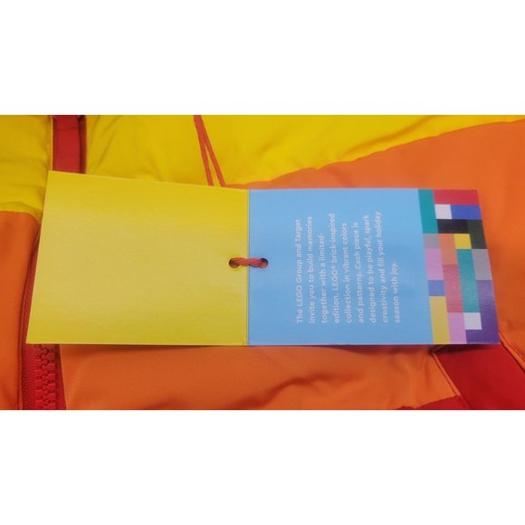 Lego Collection X Target Woman's Color Block Puffer Red Orange Pink Jacket Vest - Picture 5 of 8